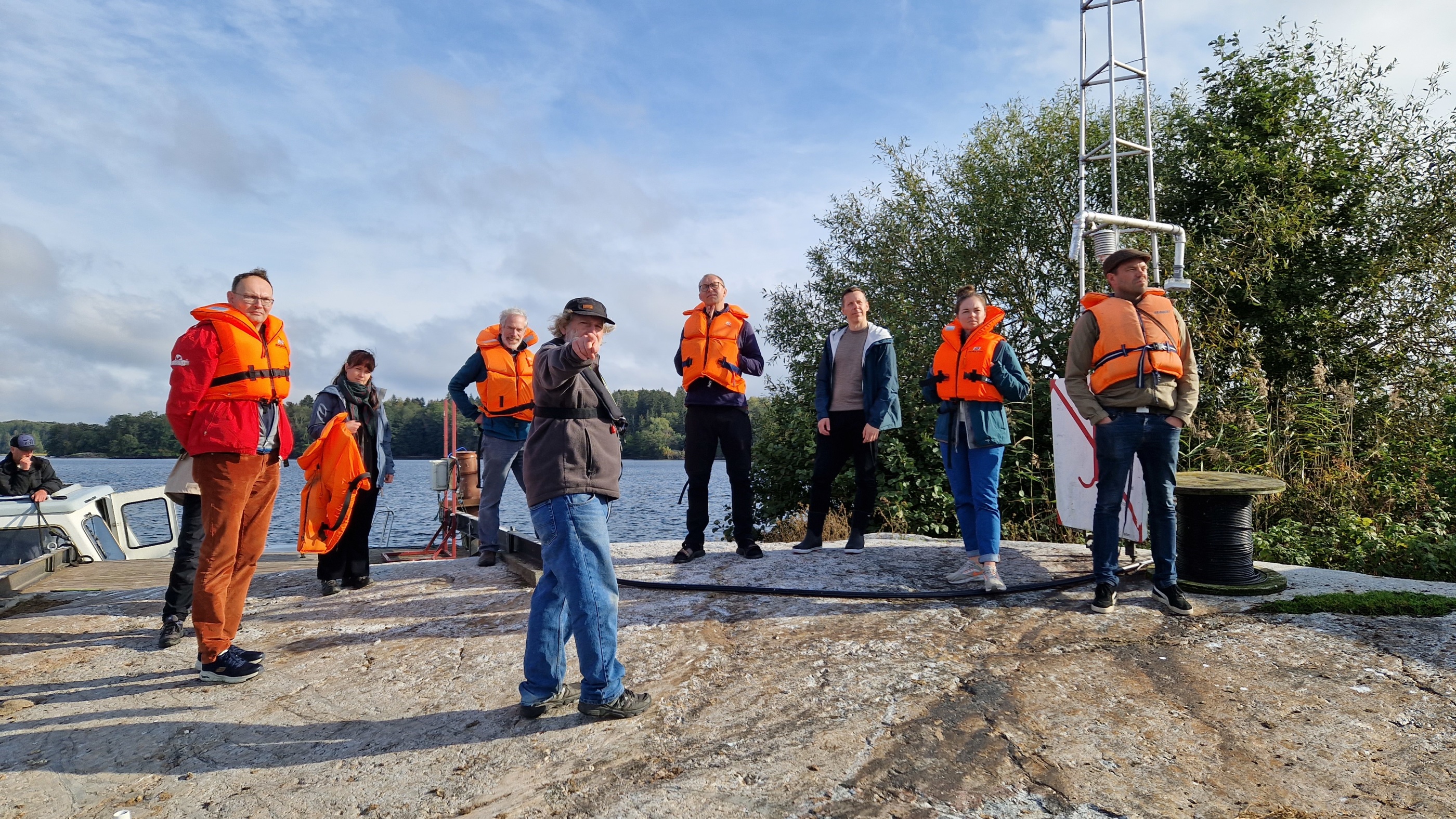 Tour of the lake Erken monitoring instrumentation during  SLU Division of Geochemistry and Hydrology days (Photo:Holger Villwock).